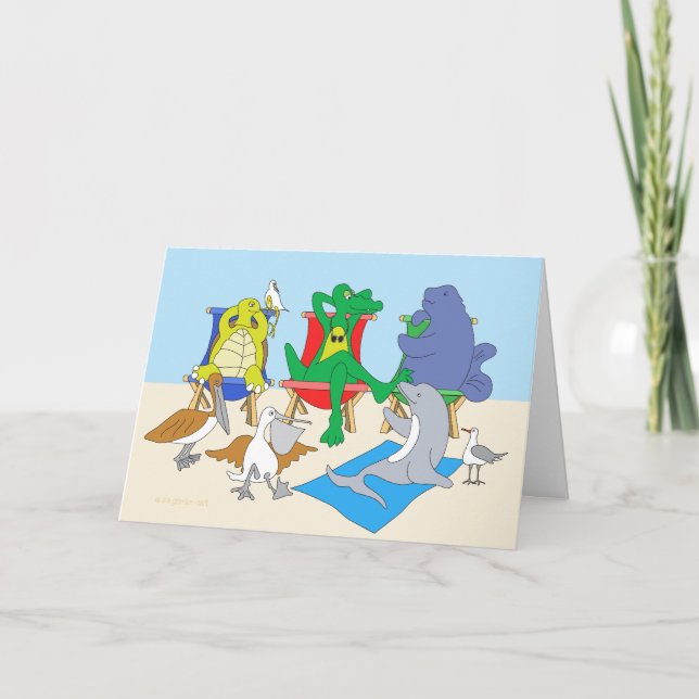 Carte d'anniversaire d'animaux marins natifs de Fl (Devant)
