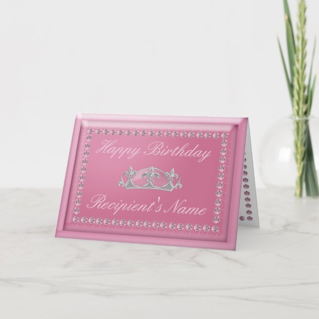 Carte d'anniversaire dans les diamants roses et la (Devant)