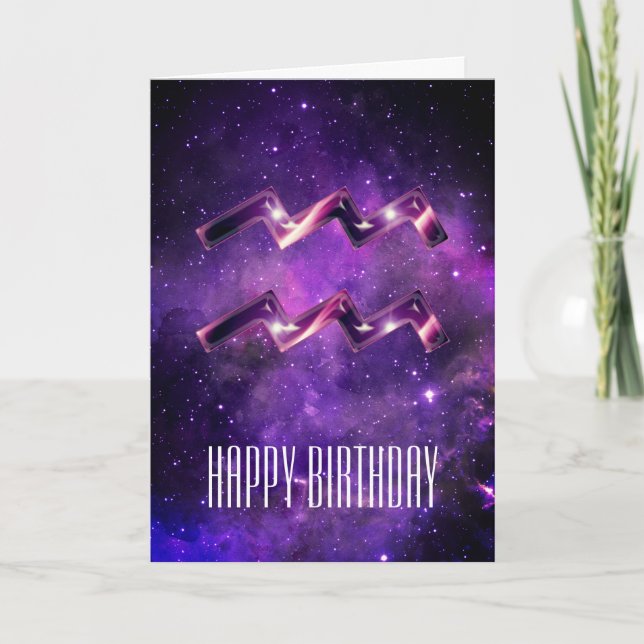 Carte d'anniversaire d'Aquarius Space Purple (Devant)