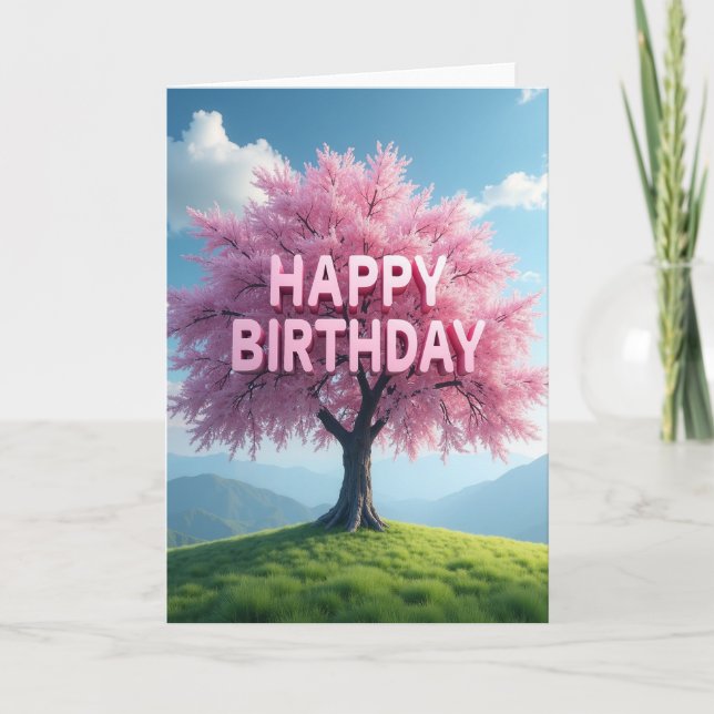 Carte d'anniversaire d'arbre en fleurs (Devant)