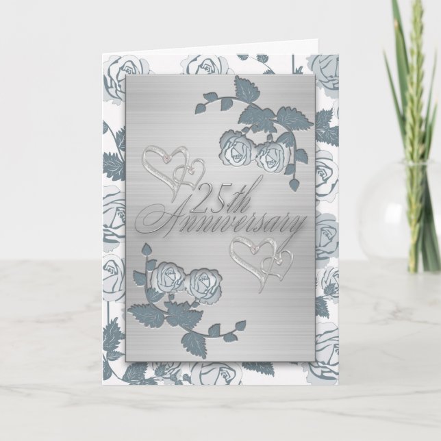Carte d'anniversaire d'argent Invitation 25e anniv (Devant)