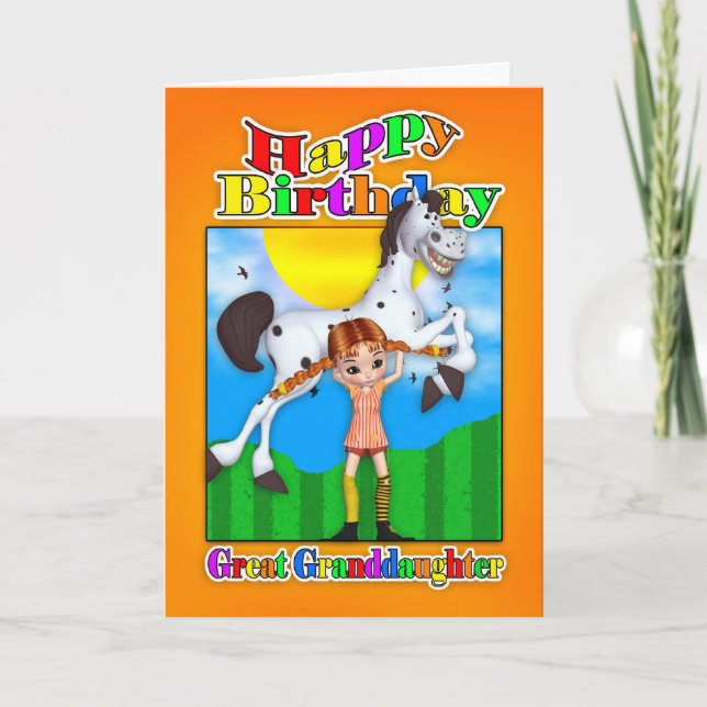 Carte d'anniversaire d'arrière-petite-fille - avec (Devant)
