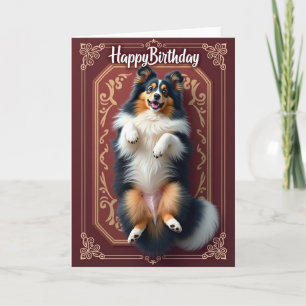 Carte d'anniversaire d'art de chien bienheureux