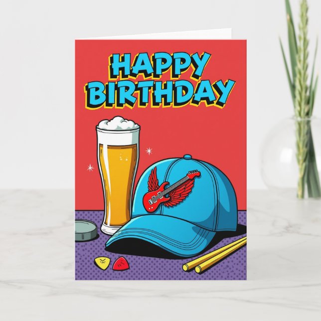 Carte d'anniversaire d'art de guitare (Devant)