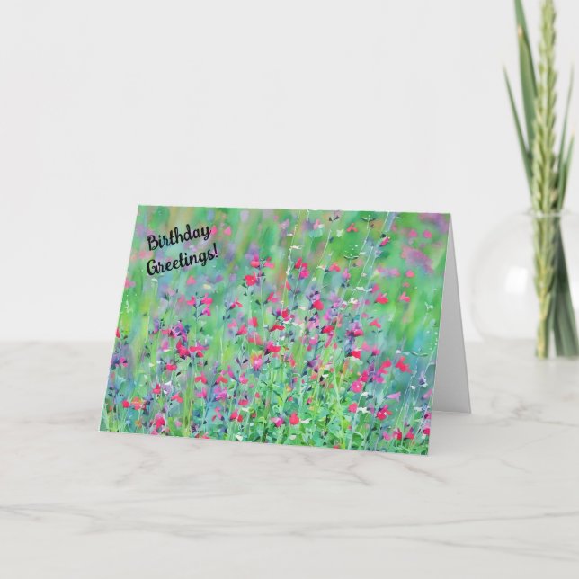 Carte d'anniversaire d'Art Floral Fleur sauvage ro (Devant)