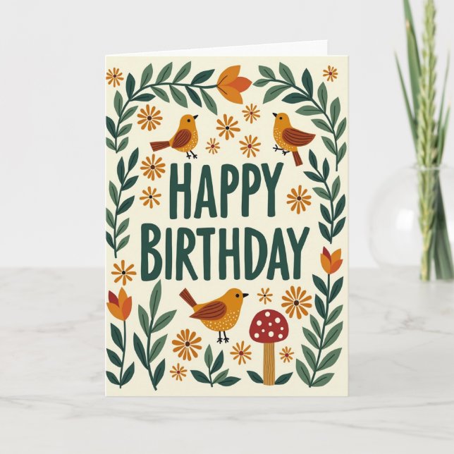 Carte d'anniversaire d'art folklorique (Devant)