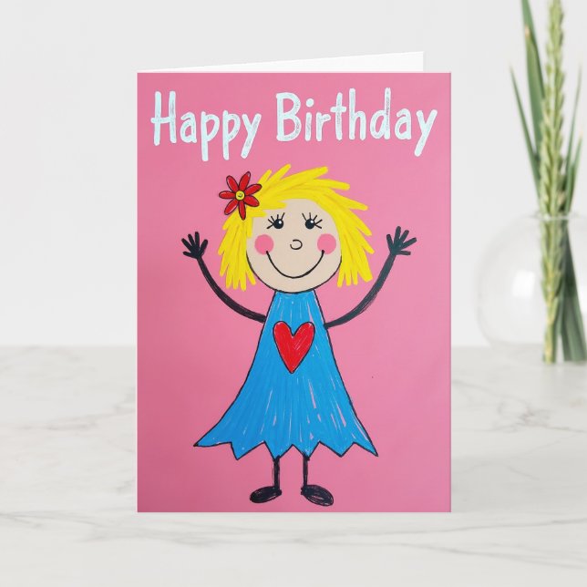 Carte d'anniversaire d'art folklorique joyeuse (Devant)