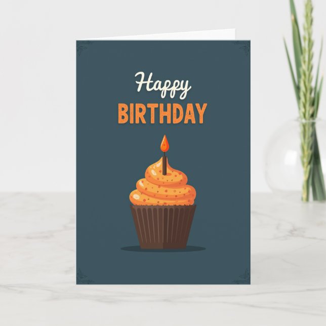 Carte d'anniversaire d'art orange sarcelle (Devant)