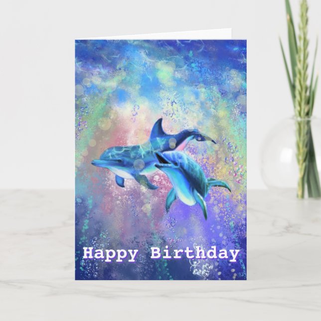 Carte d'anniversaire Dauphins Couple (Devant)