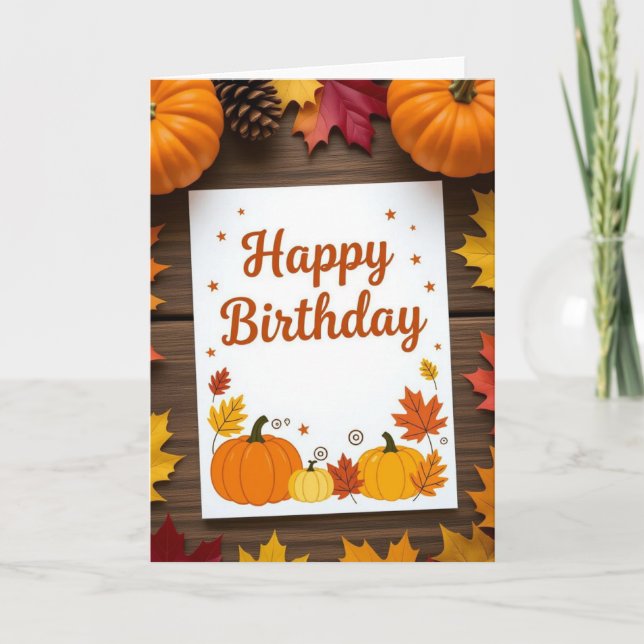 Carte d'anniversaire d'automne, Anniversaire d'aut (Devant)