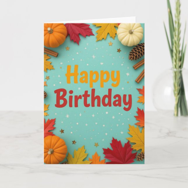 Carte d'anniversaire d'automne, Anniversaire d'aut (Devant)