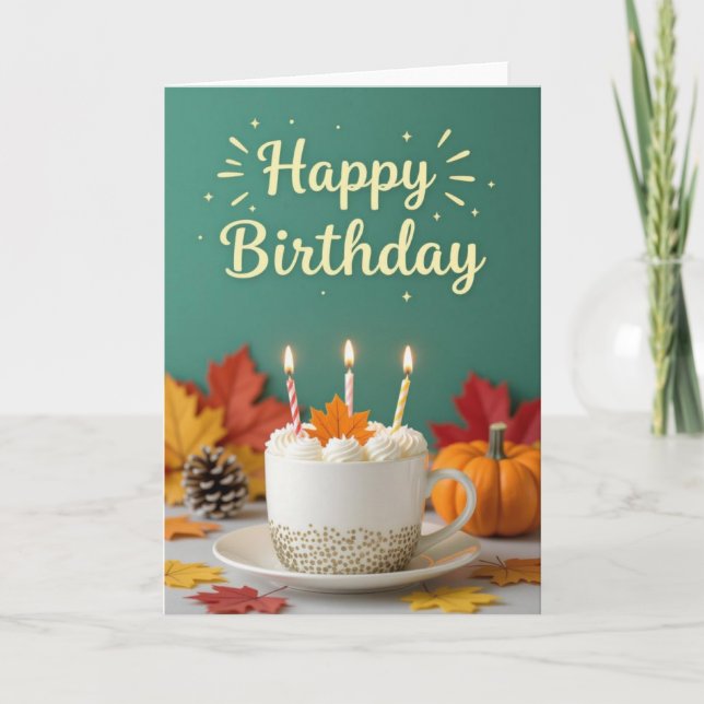 Carte d'anniversaire d'automne, Anniversaire d'aut (Devant)