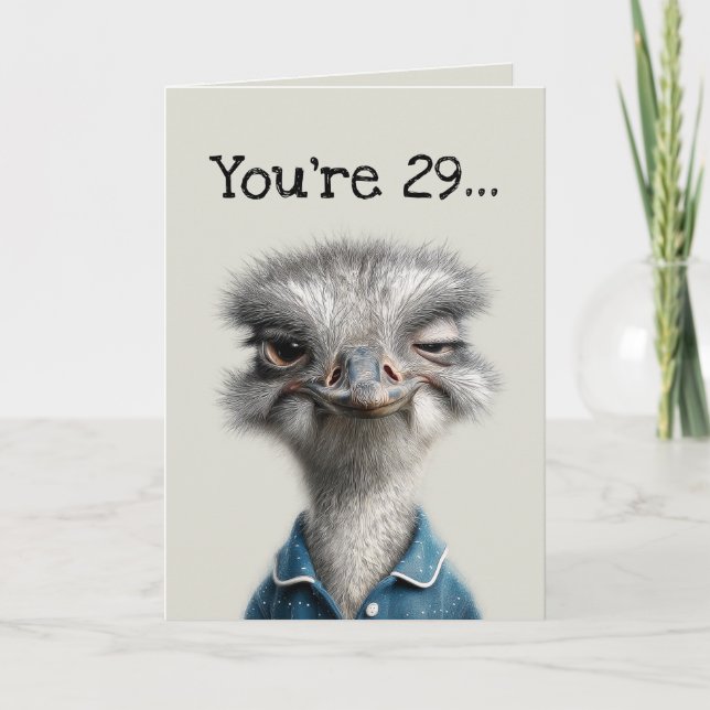 Carte d'anniversaire d'autruche sceptique (Devant)