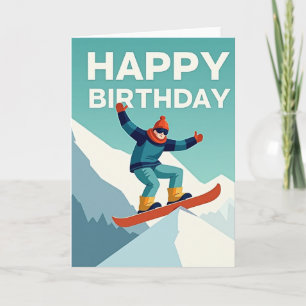 Carte d'anniversaire d'aventure de snowboard