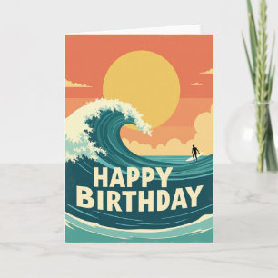 Carte d'anniversaire d'aventure de surf
