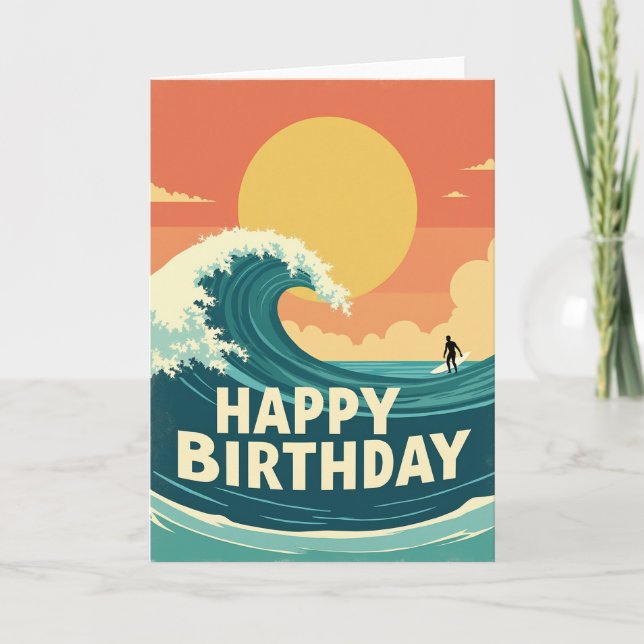 Carte d'anniversaire d'aventure de surf (Devant)