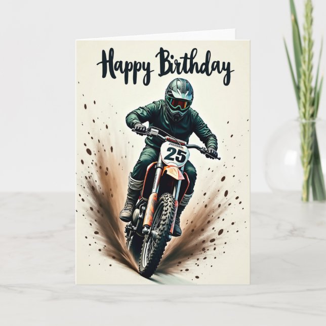 Carte d'anniversaire d'aventurier motard (Devant)