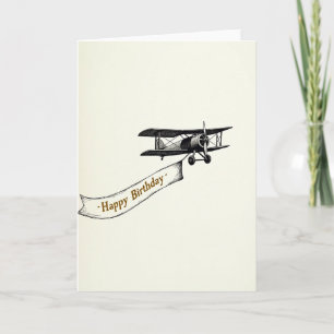 Carte d'anniversaire d'avion vintage