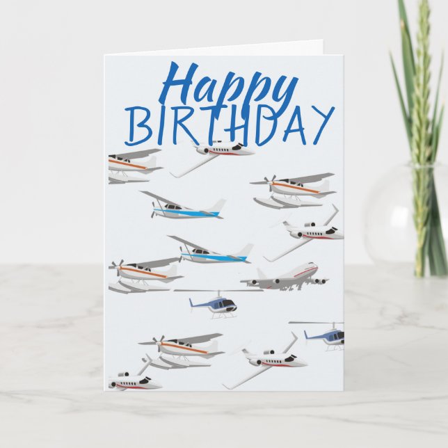 Carte d'anniversaire d'avions (Devant)