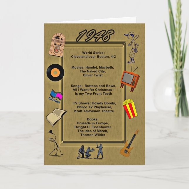 Carte d'anniversaire de 1948 grande événements (Devant)