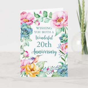 Carte d'anniversaire de 20e Mariage des fleurs d'a