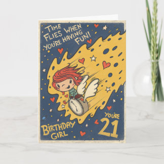 Carte d'anniversaire de 21 ans de style rétro pour