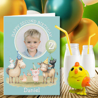 Carte d'anniversaire de 2 ans avec une photo d'ani