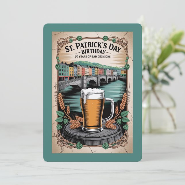 Carte d'anniversaire de 30 ans pour la Saint-Patri (Debout devant)