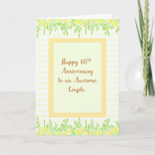 Carte d'anniversaire de 46 ans, jaune avec bordure (Devant)