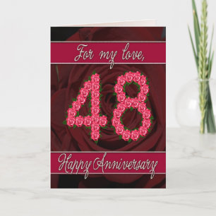 carte d'anniversaire de 48 ans avec des roses et d