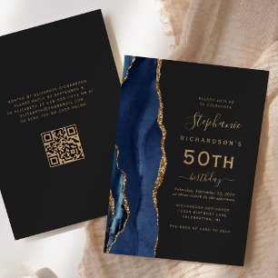 Carte d'anniversaire de 50 ans avec QR Code en ble