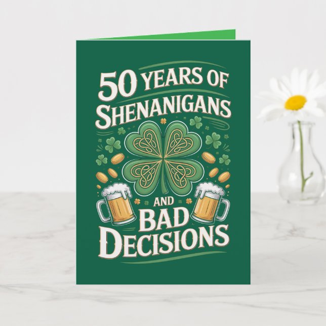 Carte d'anniversaire de 50 ans pour la Saint-Patri (Petite plante)