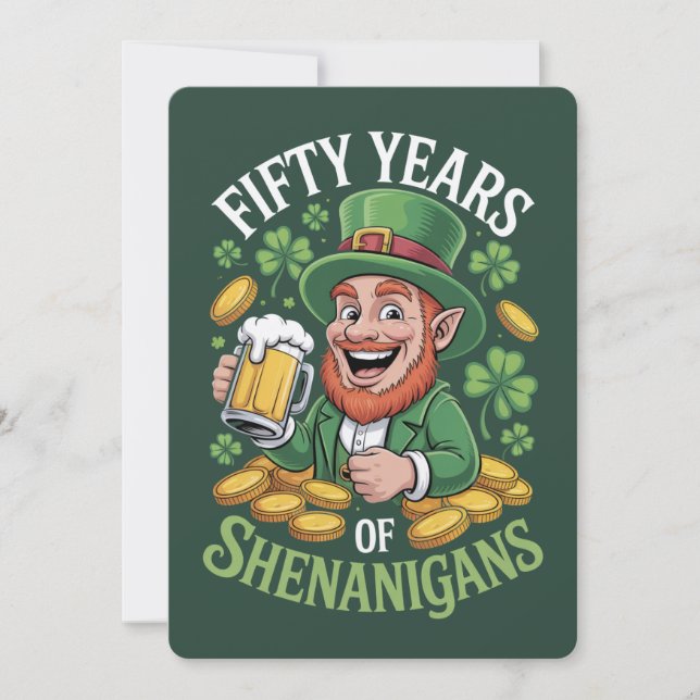 Carte d'anniversaire de 50 ans pour la Saint-Patri (Devant)