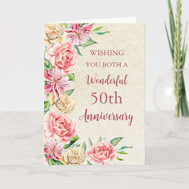 Carte d'anniversaire de 50e Mariage pour les fleur (Devant)