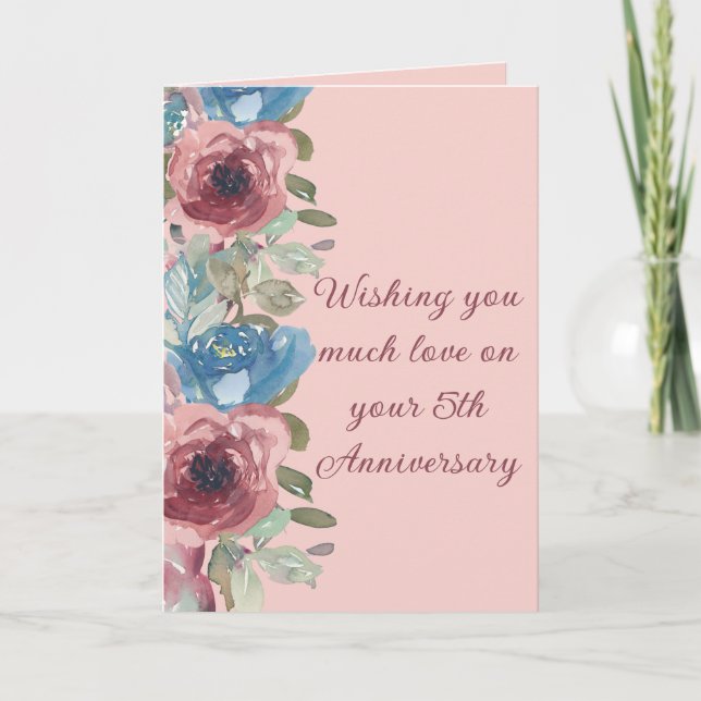 Carte d'anniversaire de 5 ans d'amour d'un couple (Devant)