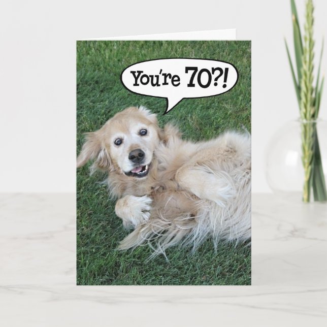 Carte d'anniversaire de 70th Golden Retriever choq (Devant)