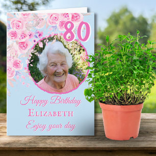Carte d'anniversaire de 80 ans avec une photo de f