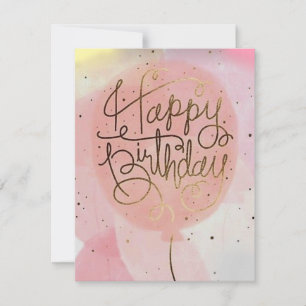 carte d'anniversaire de ballon rose