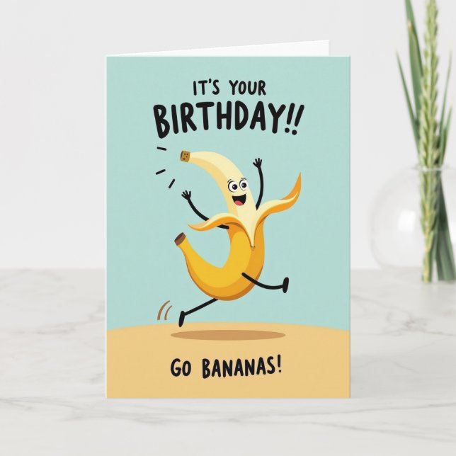 Carte d'anniversaire de banane joyeuse (Devant)