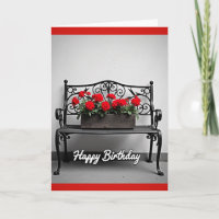 Carte d'anniversaire de banc de jardin