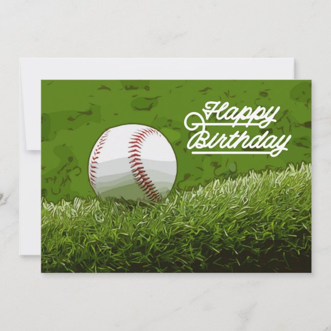 Carte d'anniversaire de baseball en vert (Devant)