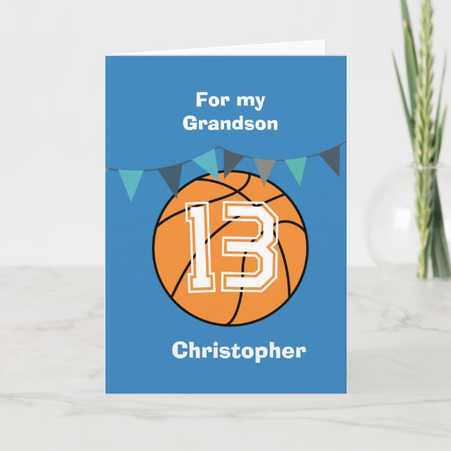Carte d'anniversaire de basketball bleu pour petit (Devant)