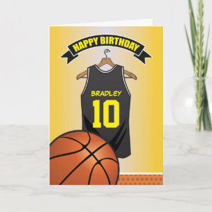 Carte d'anniversaire de Basketball Jersey Noir Jau