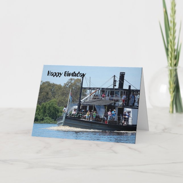 Carte d'anniversaire de bateau à pédales (Devant)
