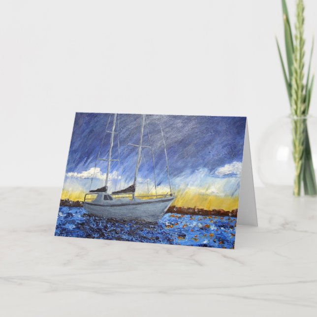 Carte d'anniversaire de bateau à voile (Devant)