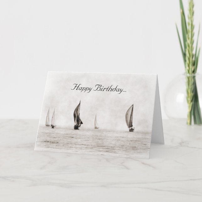Carte d'anniversaire de bateau à voile (Devant)