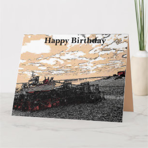 Carte d'anniversaire de bateau de pêche de Hythe a