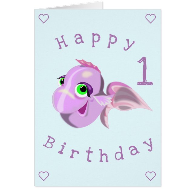 Carte d'anniversaire de bébé Poisson heureux - Per (Devant)