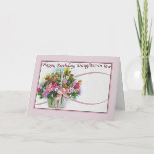 Carte d'anniversaire de belle-fille avec fleurs