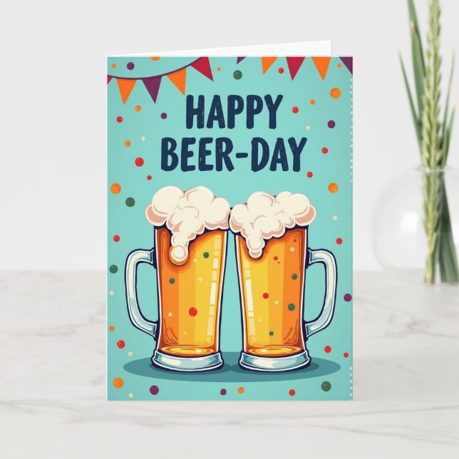 Carte d'anniversaire de bière mousseuse (Devant)